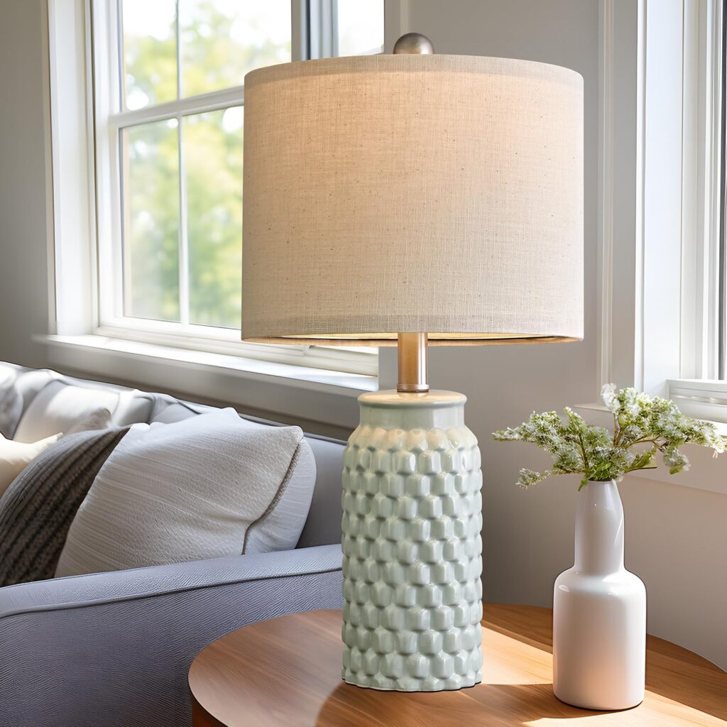 20.5 Modern Ceramic Bedside Lamp Set of 2 for Bedroom Decor Farmhouse Table Lamp for Living Room Office Dorm