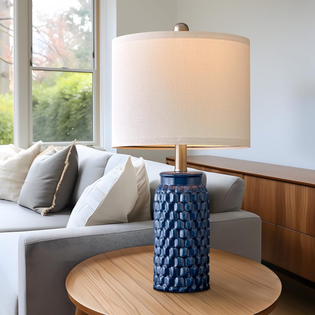 20.5 Modern Ceramic Bedside Lamp Set of 2 for Bedroom Decor Farmhouse Table Lamp for Living Room Office Dorm