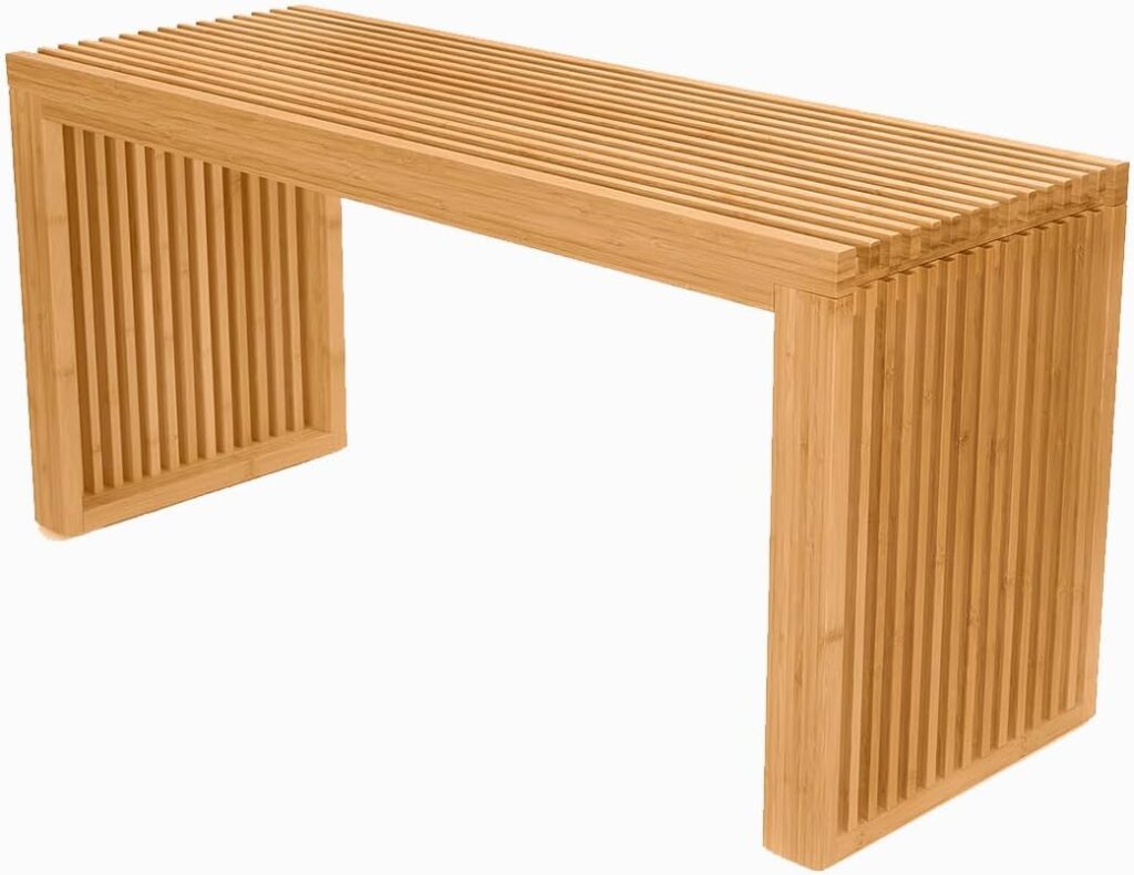 Bamboo Dining Bench, 35 Inch Farmhouse Decor Indoor Kitchen Table Bench with Outdoor  Entryway Functionality