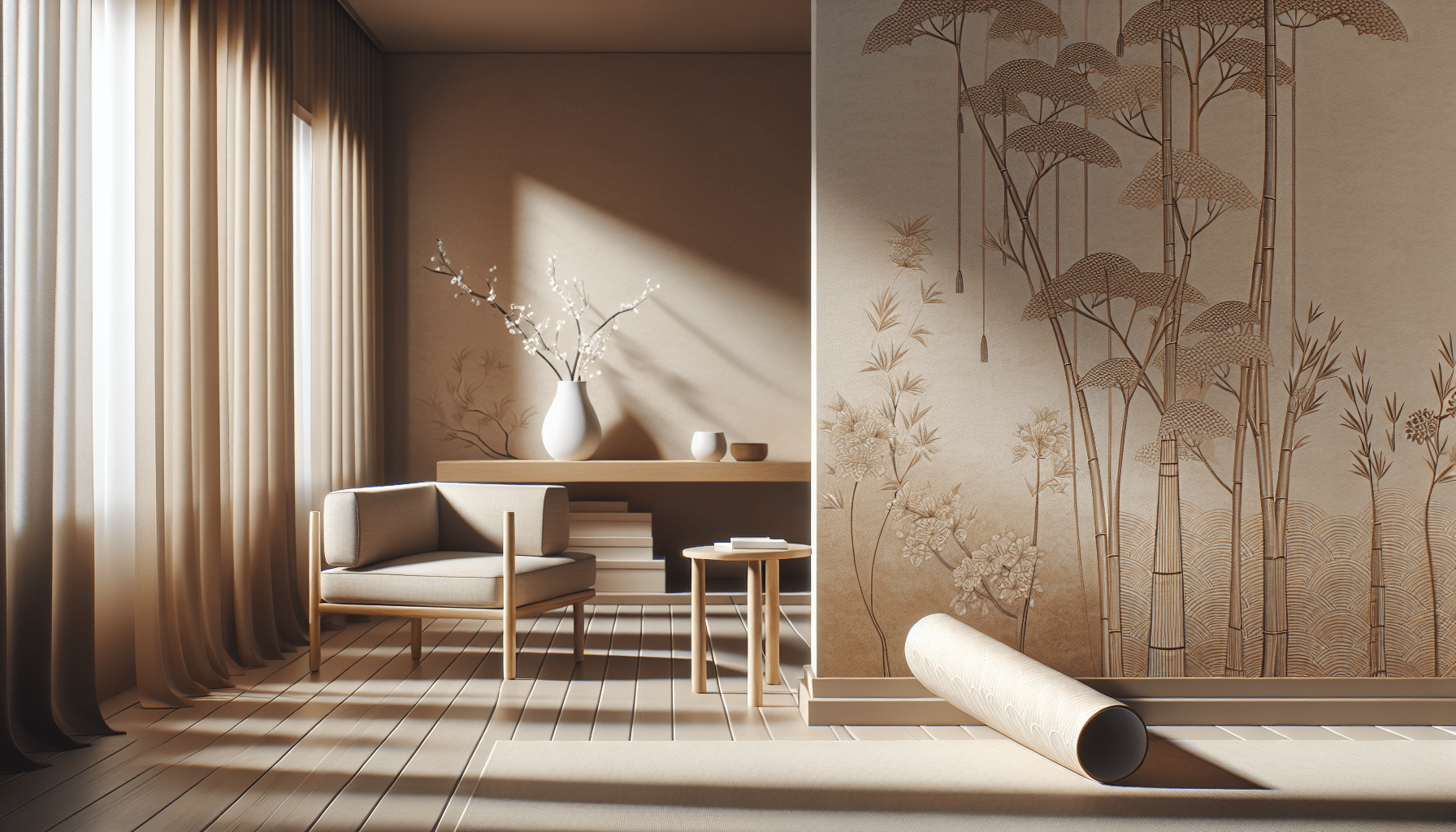 Incorporating Patterned Wallpaper into a Japandi Room