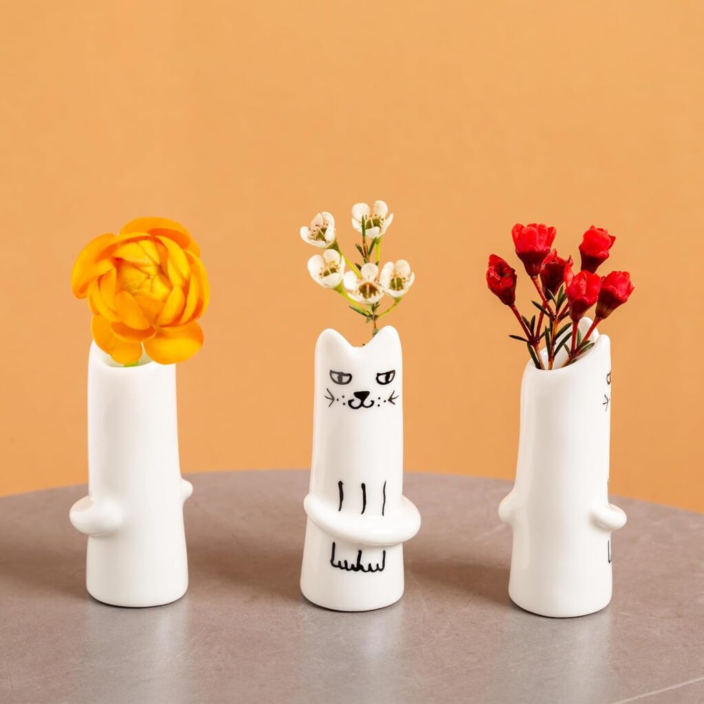 5 PCS Mini Flower Vase, Handmade Ceramic Rice Ball (Japanese Onigiri) Miniature Vases, Charming and Cute Design, Perfect for Dry Flowers - Bulk Bud Vases, Unique and Adorable Japanese Craft