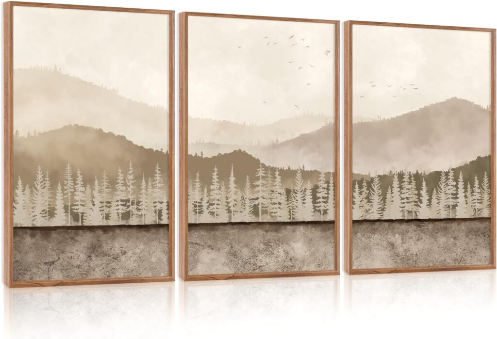Aurlan Neutral Japandi Wabi Sabi Hand Painted Wall Art(16x24), 3PCS Abstract Modern Minimalist 3D Textured Canvas Artwork, Large Contemporary Terracotta Brush Strokes Decor Prints for Office Bedroom