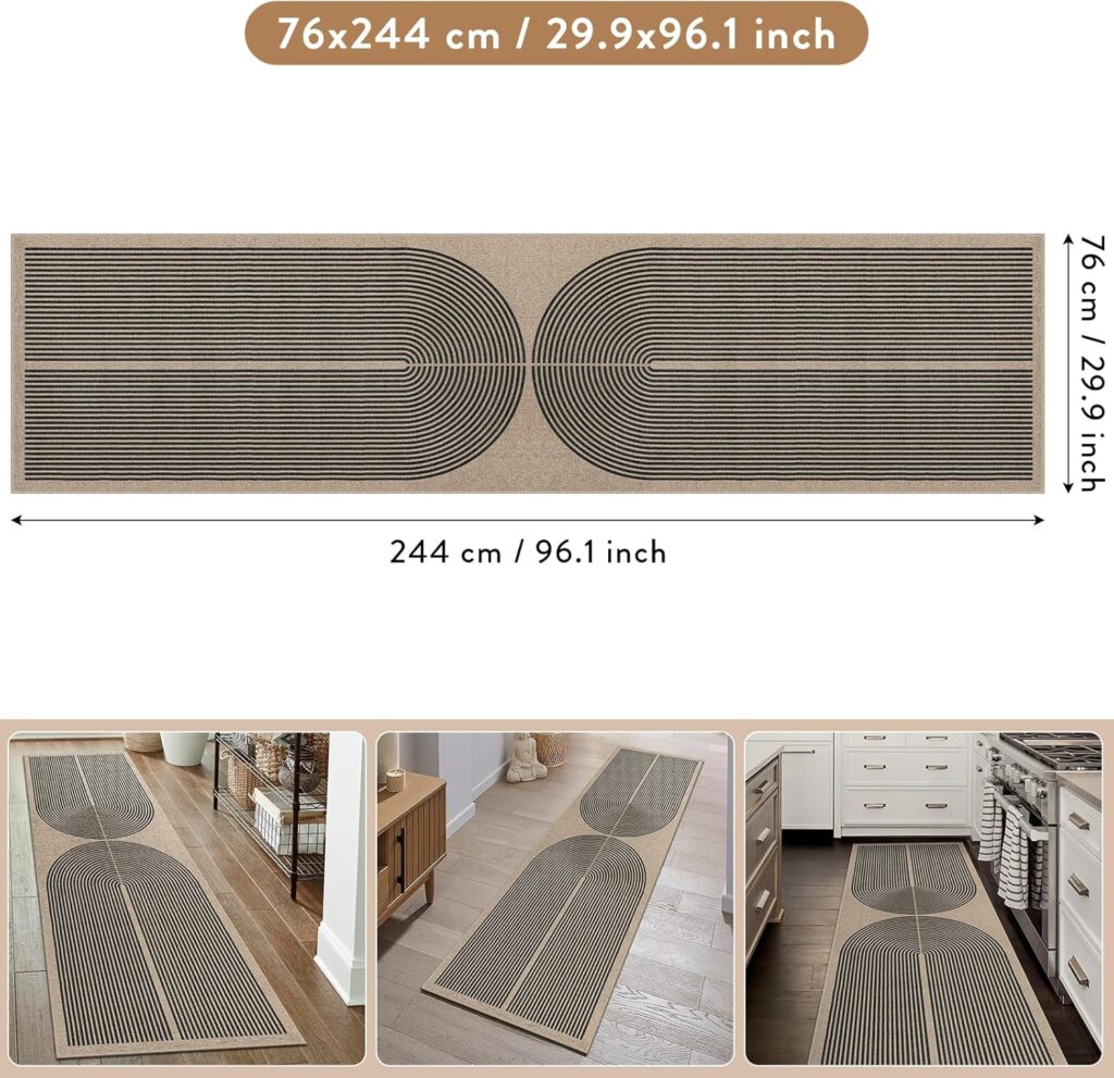 Lahome Modern Rainbow Easy Jute Carpet, Washable 5x7 Area Rugs for Living Room Patio Black Farmhouse Indoor Outdoor Rugs, Contemporary Natural Non Slip Floor Carpet for Office RV Backyard