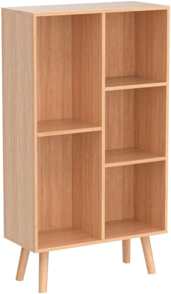 LEYAOYAO Cube Bookshelf 3 Tier Mid-Century Rustic Brown Modern Bookcase with Legs,Retro Wood Bookshelves Storage Organizer Shelf,Freestanding Open Book Shelves for Bedroom,Living Room,Office