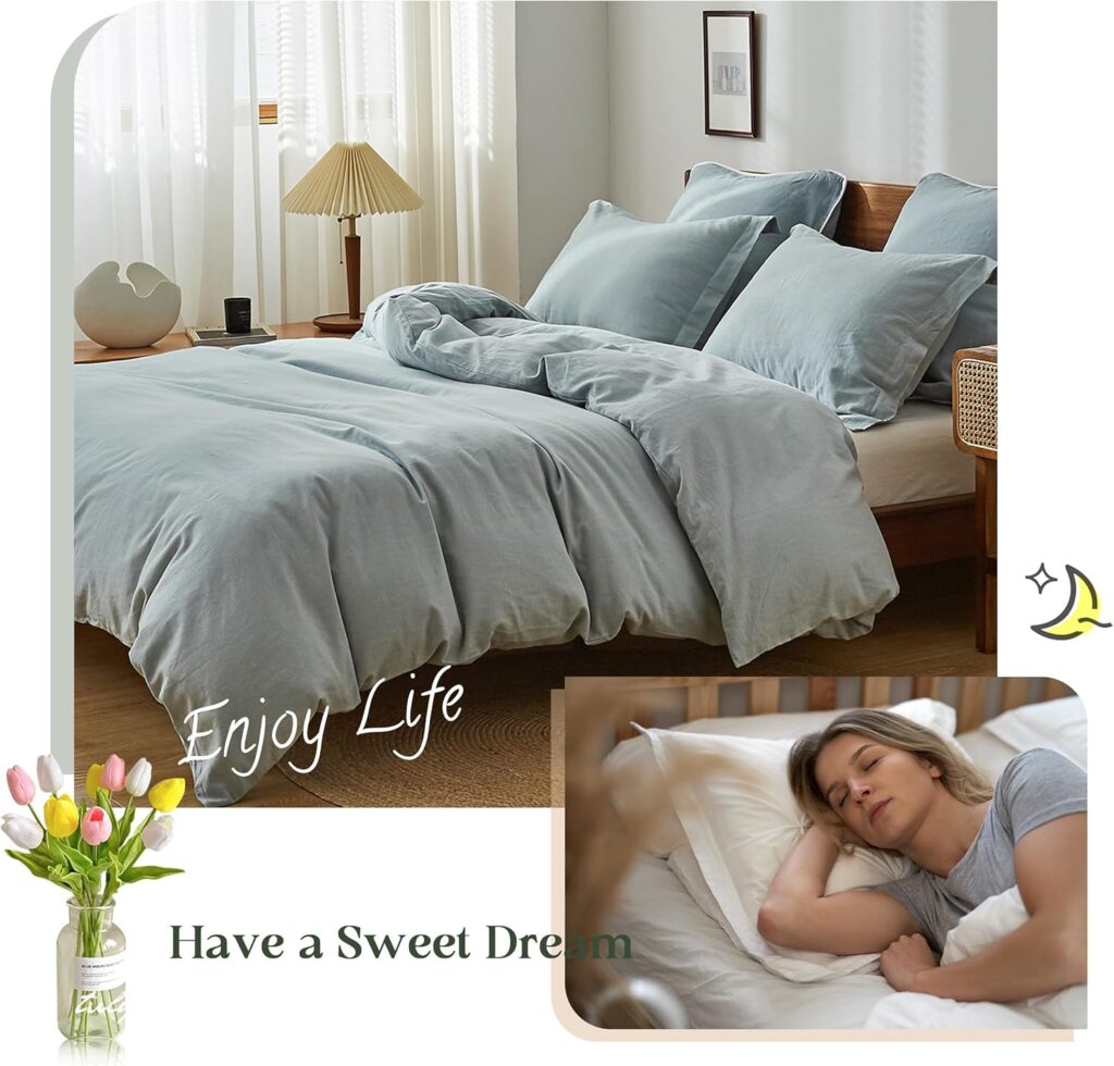 SimpleOpulence 100% Linen Duvet Cover Set, 3 PCS Natural French Flax Linen Duvet Cover Full Size, Breathable Soft Comfy Linen Bedding Comforter Cover with 2 Pillowcases