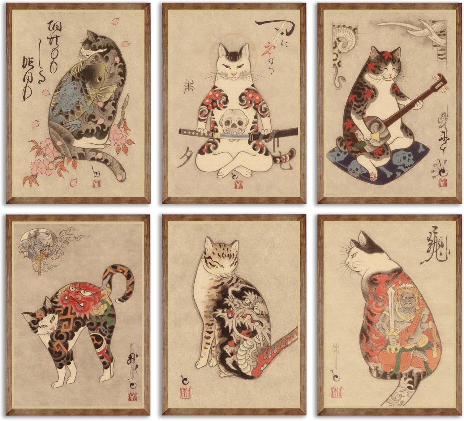 Japanese Samurai Cat Wall Art Prints review