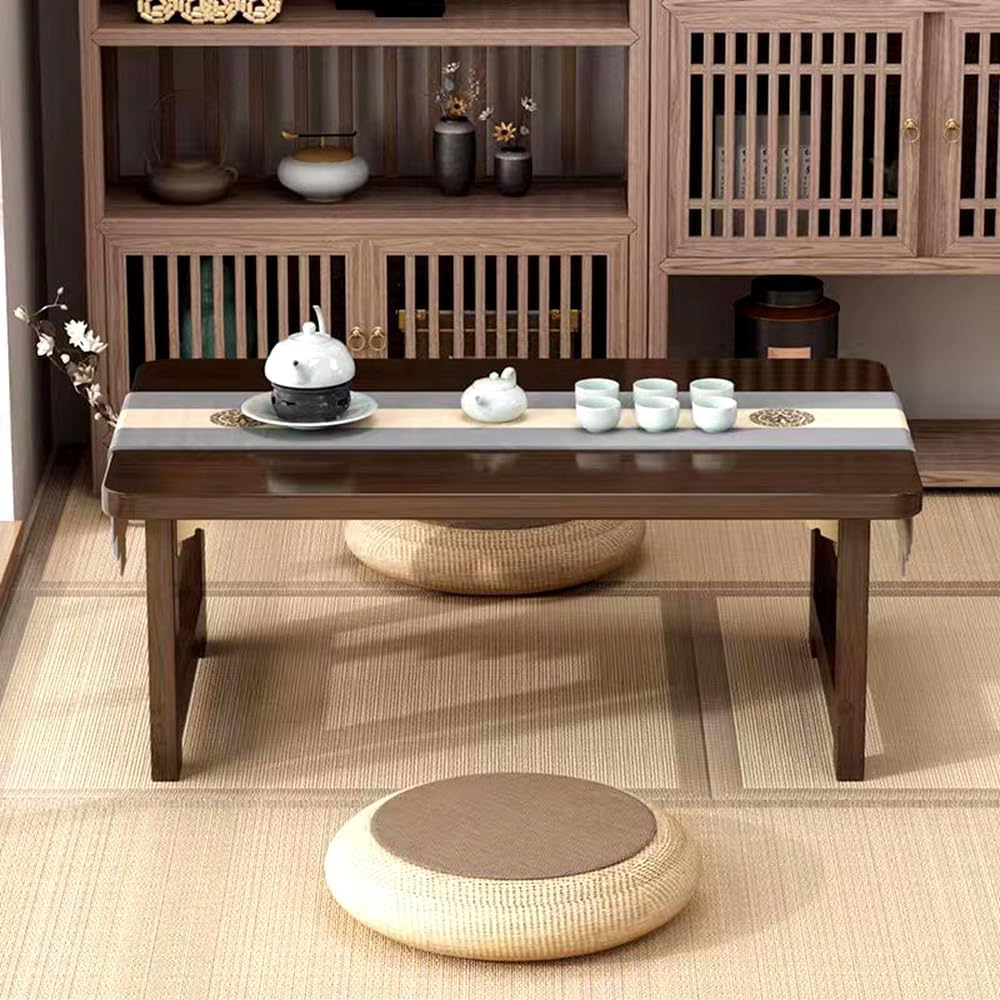 Japanese Folding Floor Table Foldable Coffee Tables Wood Low Tables Versatile for Sitting Dining Table Tea Tatami Desk No Assembly Unique (31.5 * 19.7 * 11.8 inch)