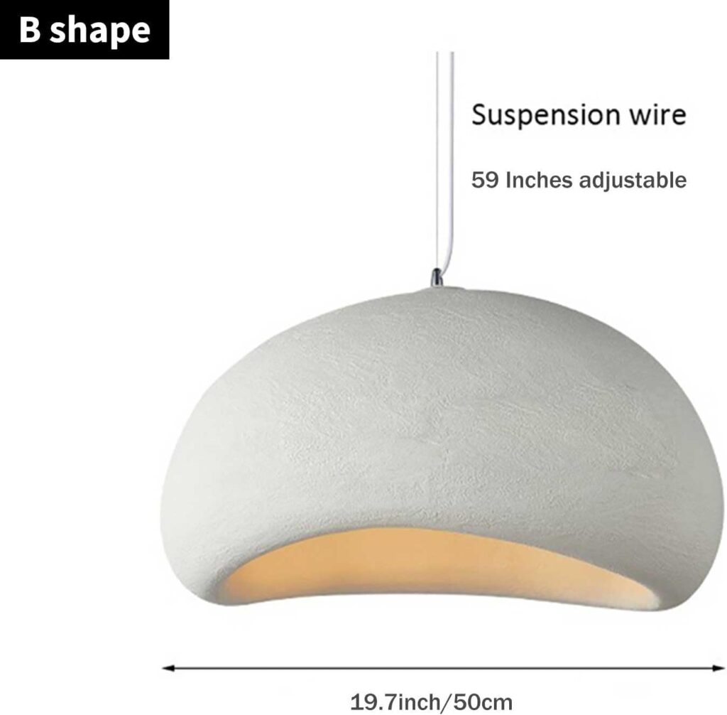 JAYMP 50cm Wabi Sabi Pendant Light for Dining Room Kitchen Island Hallway Restaurant Modern Hanging Lamp E26 Base Japanese Style Bird Nest Shape Lighting Fixture (Matte White, B Shape, 50cm/19.7in)