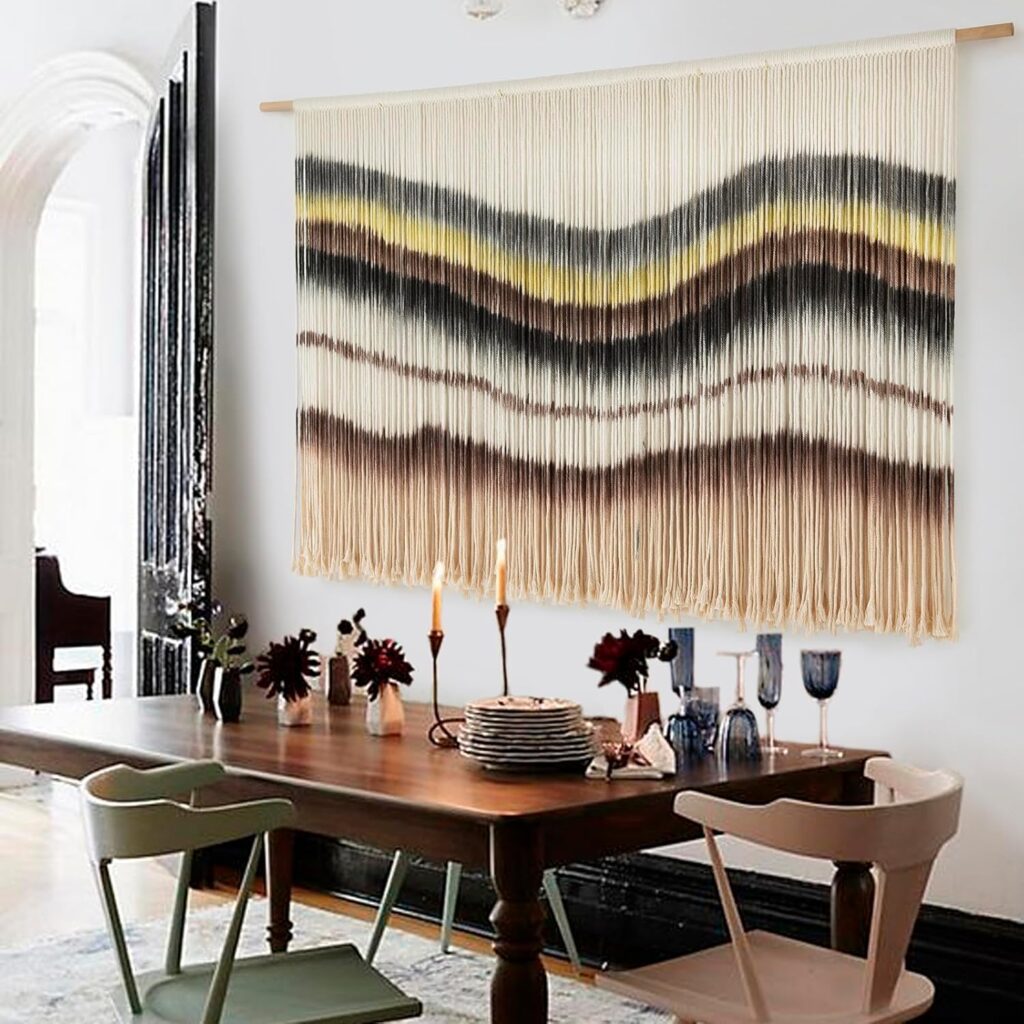 Macrame Wall Hanging Large Dip Dye Tapestry Fiber Wall Art Boho Bedroom Décor 57W*35L