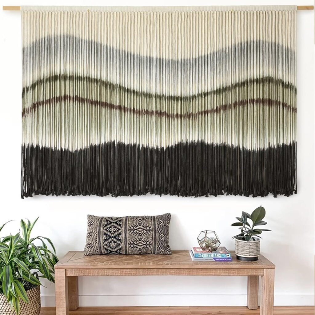 Macrame Wall Hanging Large Dip Dye Tapestry Fiber Wall Art Boho Bedroom Décor 57W*35L