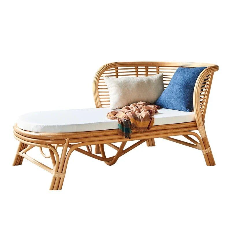 Minimalist Japanese Rattan Chaise Sofa Bed – Artistic Living Room Furniture