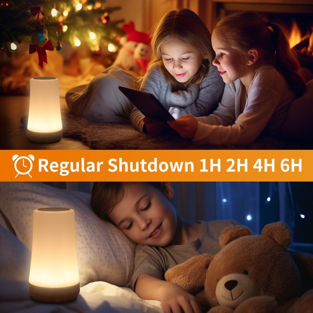OORUN Touch Bedside Table Lamp,13 RGB Colors  5 Brightness, USB Rechargeable Desk Lamp, Remote Control Dimmable Night Light with RGB Color Changing,Portable Lamp for Baby, Bedroom, Living Room