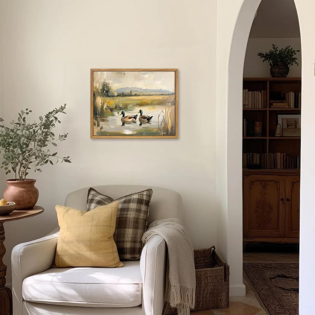 AtterrirArt Framed Landscape Wall Art, Japanese Abstract Waterfall Picture Painting Print, Modern Minimalist Wall Decor, Canvas Wall Art, Ready To Hang, 12 * 16 Inch