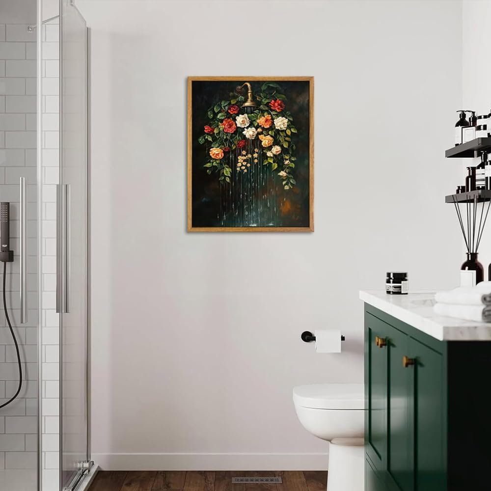 AtterrirArt Framed Landscape Wall Art, Japanese Abstract Waterfall Picture Painting Print, Modern Minimalist Wall Decor, Canvas Wall Art, Ready To Hang, 12 * 16 Inch