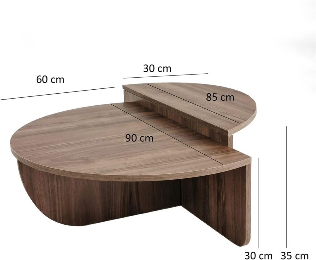 Modern Wooden Round Coffee Table,Chipboard Wood Center Table,Unique Nesting Coffee Tables,Mid Century Aesthetic Low Coffee Table (Oak)
