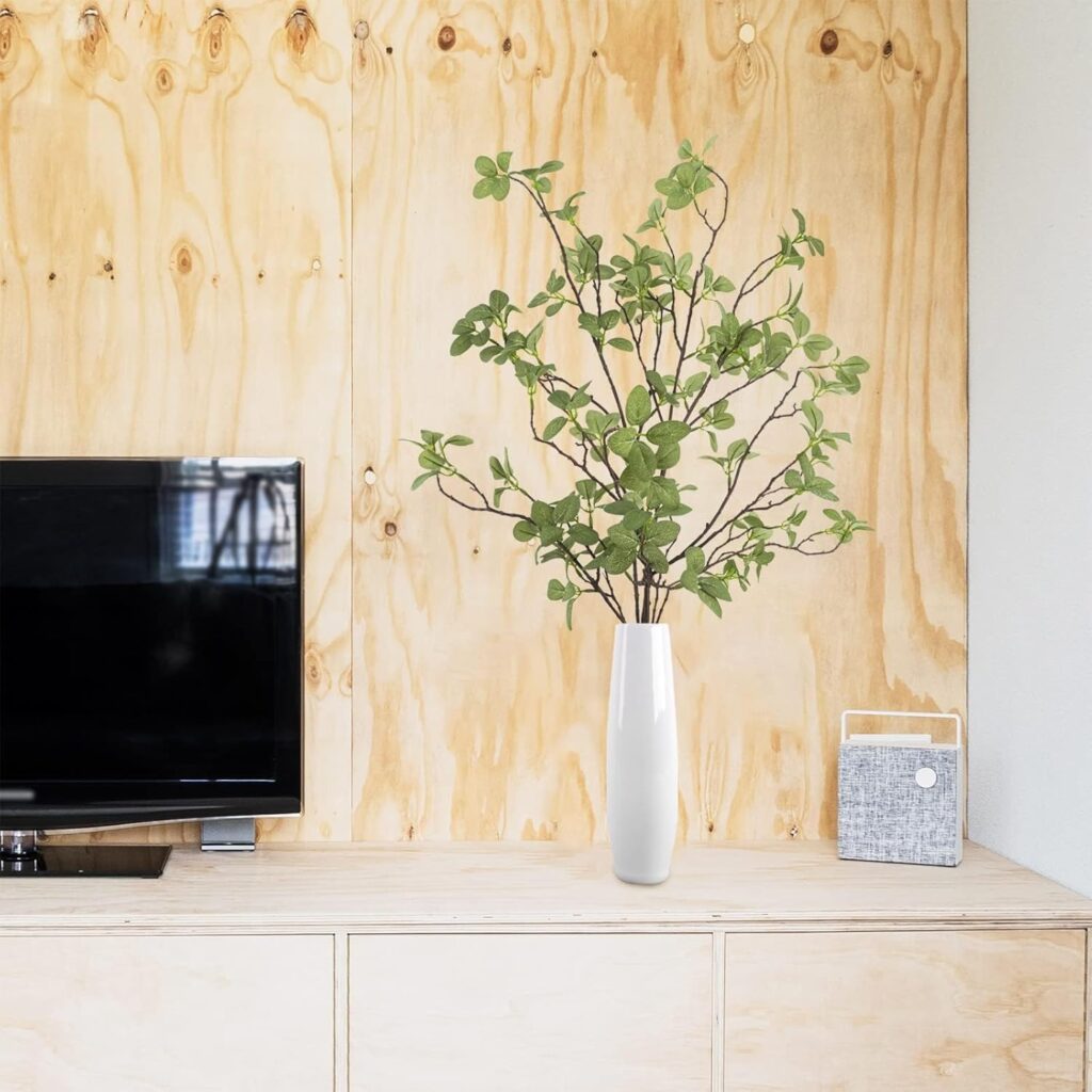 2 pcs Artificial Greenery Stems, 41.3’’ Tall Fake Plants Branches Faux Greenery Ficus Twig Leaf for Home Garden Shop Office Desk Decoration