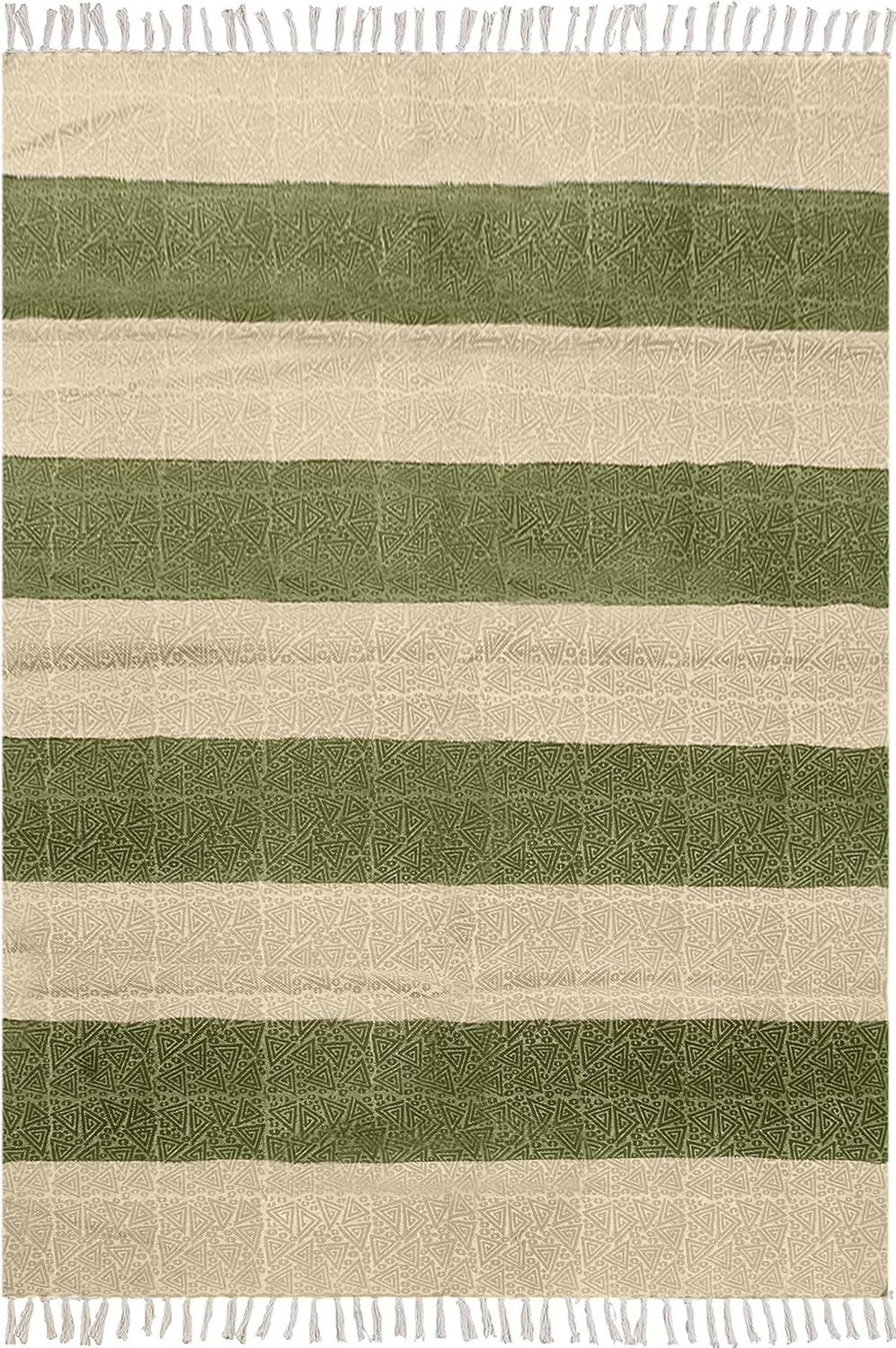 9×12 Kilim Rug Striped Green Beige Cotton review