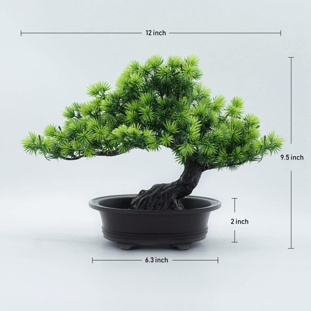Artificial Plants Greenery Bonsai, Room Decor Fake Bonsai Tree for Home Decor Indoor Bookshelf Office Desk Bathroom Farmhouse Decor, Tall 9.5