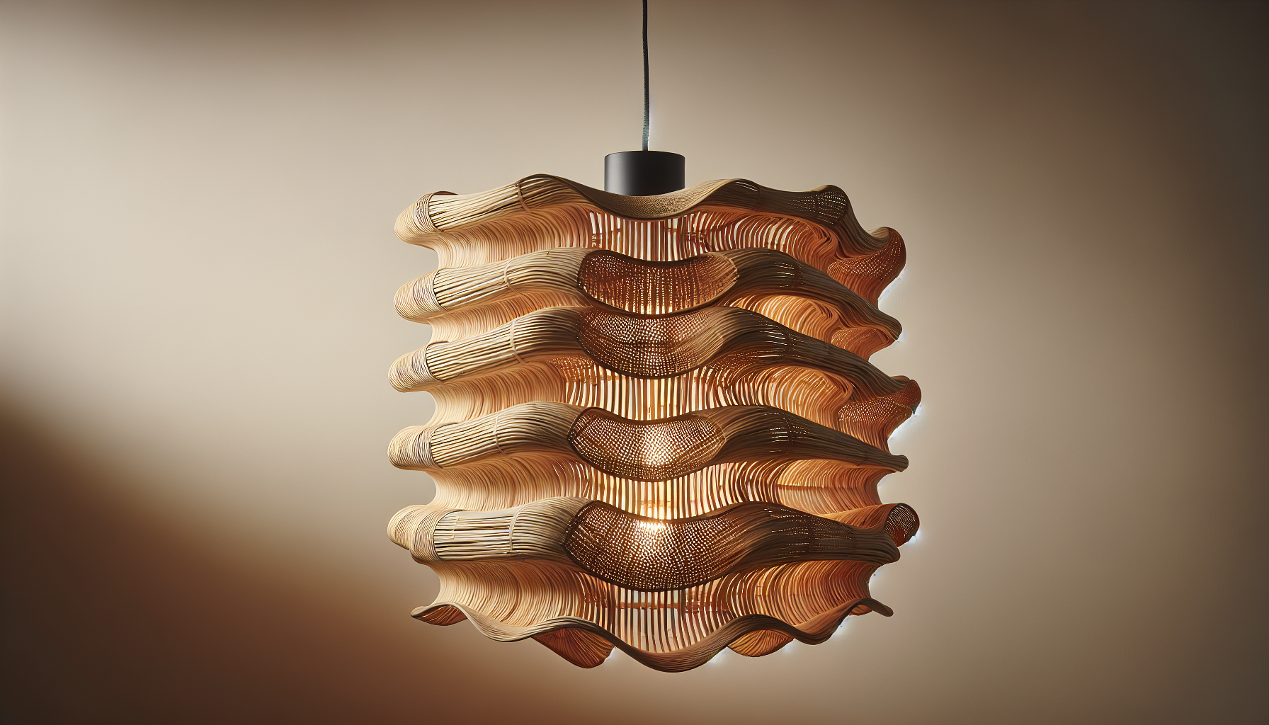 Boho Wavy Handwoven Bamboo Pendant Light review