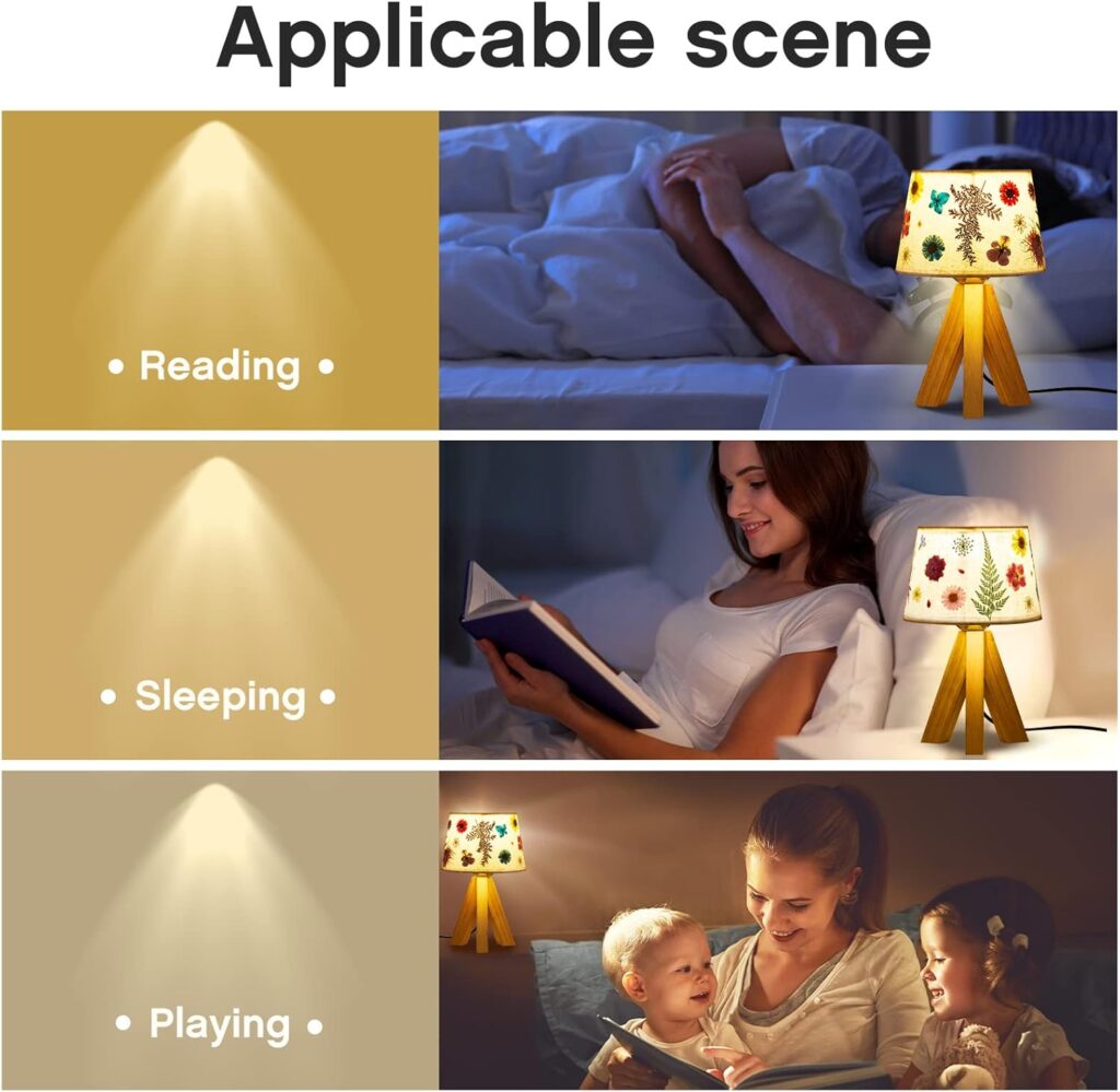 Hortsun Pressed Flower Lamp Vintage Table Small Lamp Cottagecore Decor Boho Night Light Decorative Rustic Night Light for Bedroom, Living Room or Office, Christmas Gift for Women(Modern Style)