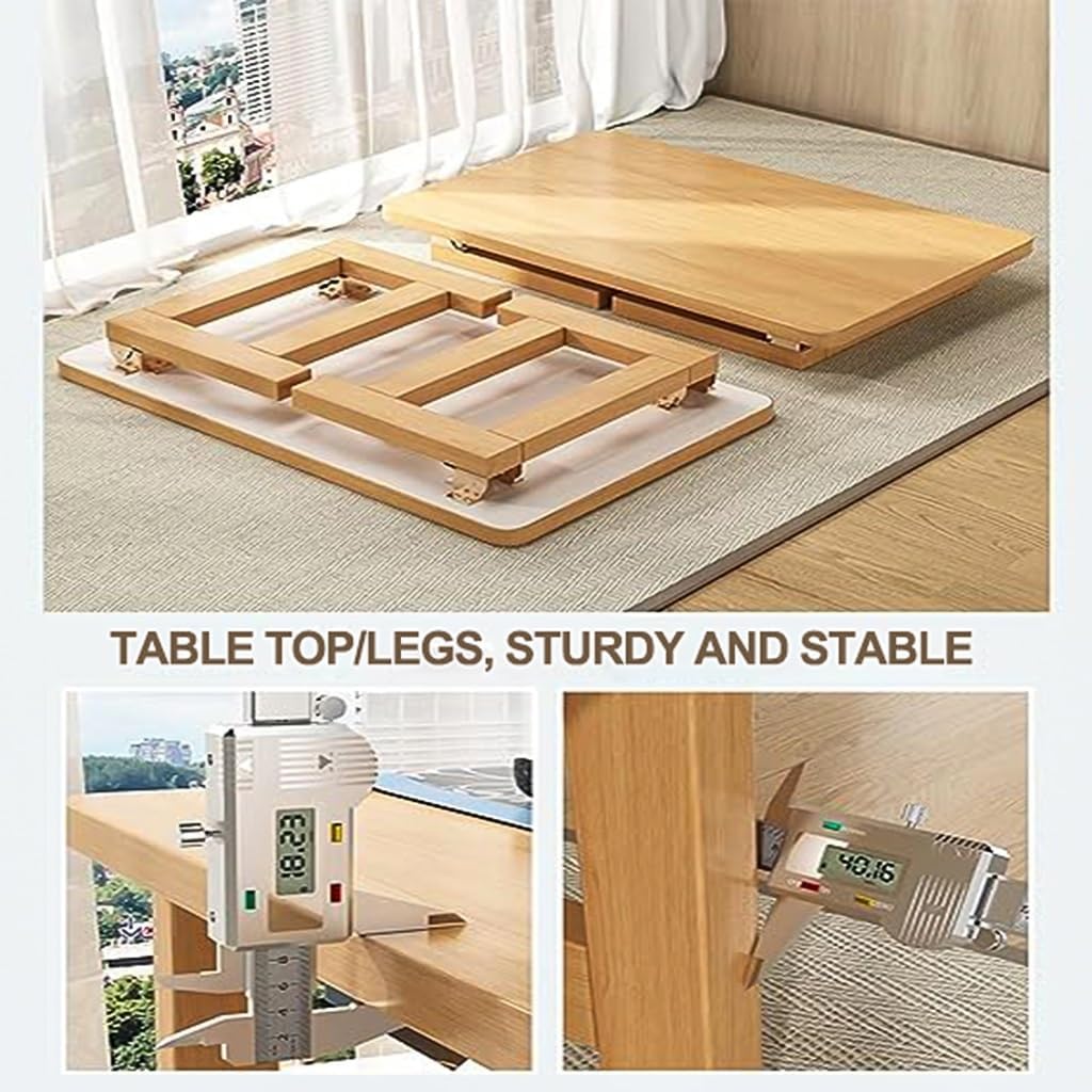 Japanese Style Small Tea Table, Wooden Floor Table, Living Room Low Coffee Table, Laptop Desk for Home Office,Log Color-70x40x30cm