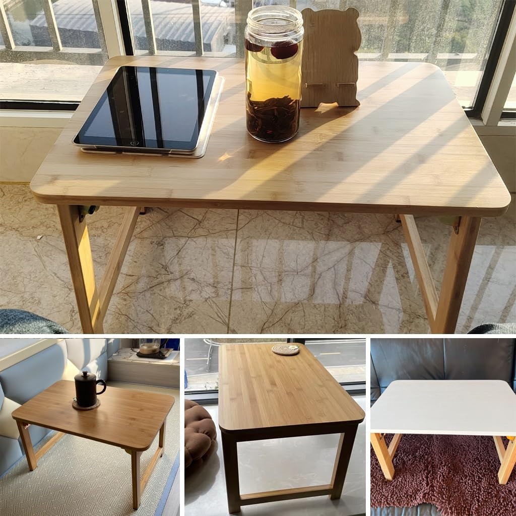 Japanese Style Small Tea Table, Wooden Floor Table, Living Room Low Coffee Table, Laptop Desk for Home Office,Log Color-70x40x30cm