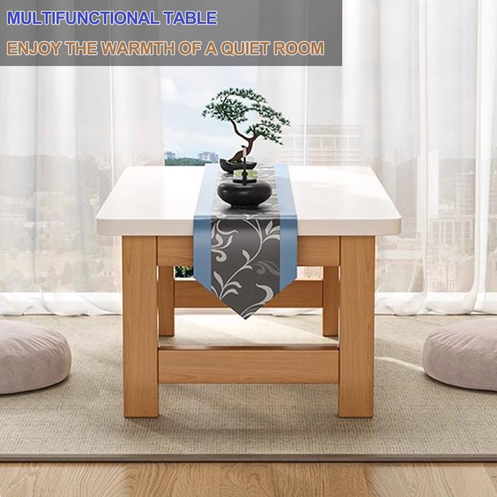 Japanese Style Small Tea Table, Wooden Floor Table, Living Room Low Coffee Table, Laptop Desk for Home Office,Log Color-70x40x30cm