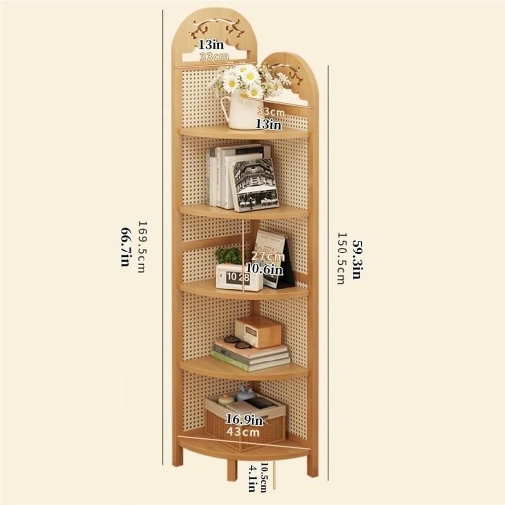 Natural Rattan Corner Shelf - Bamboo Bookshelf  Plant Stand for Living Room  Balcony Storage - Stylish  Practical Home Decor Solution