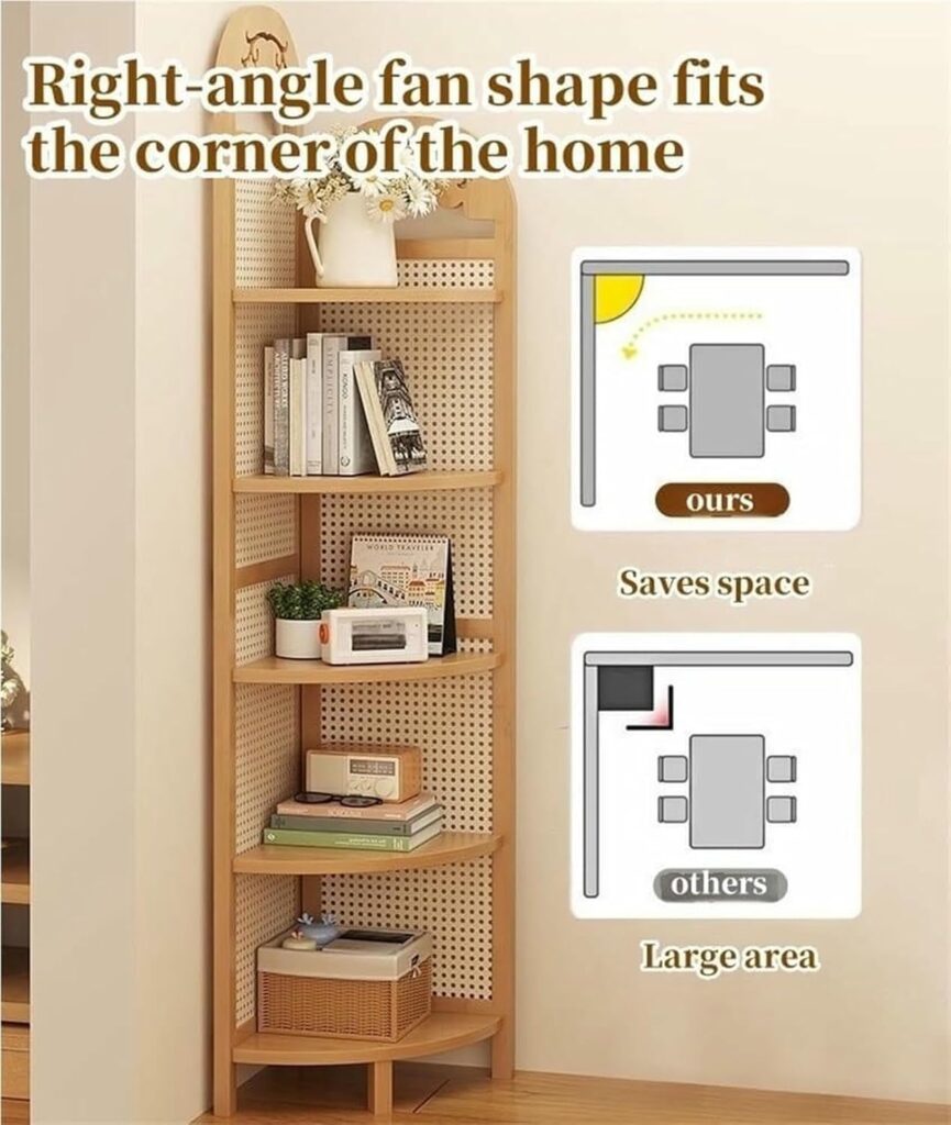 Natural Rattan Corner Shelf - Bamboo Bookshelf  Plant Stand for Living Room  Balcony Storage - Stylish  Practical Home Decor Solution