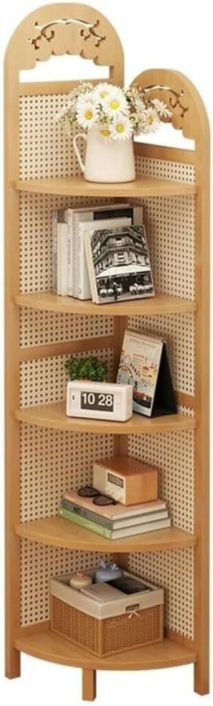 Natural Rattan Corner Shelf - Bamboo Bookshelf  Plant Stand for Living Room  Balcony Storage - Stylish  Practical Home Decor Solution