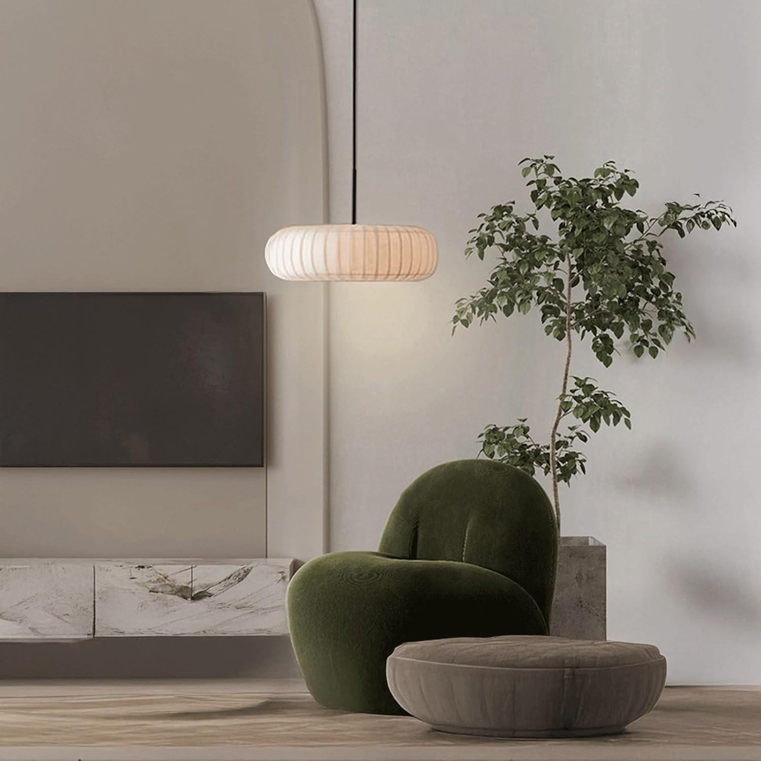 Modern Japandi Pleated Fabric Pendant Light review