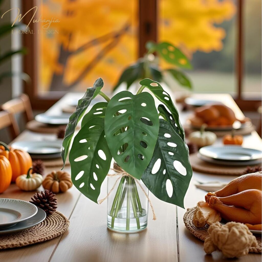 Artificial Flowers Turtle-Back, Alocasia Leaf, in Glass Vase with Faux Water,7Pcs Artificial Leaves Real Touch Latex Leaves for Centerpiece (1, Turtle-Back Leaf)