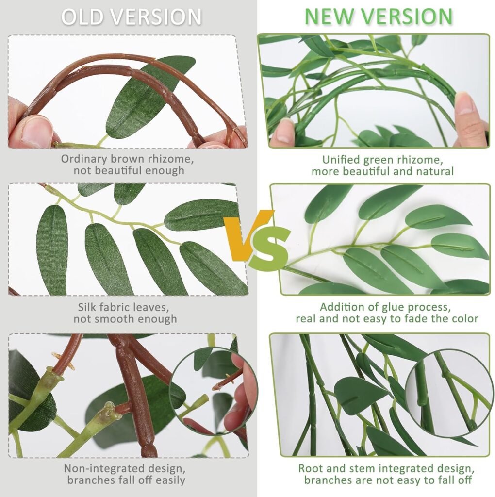 RECUTMS Fake Willow Leaves Vines Twigs 6.5Ft Artificial Hanging Greenery Garland Faux Silk Leaf Branch Ivy Rattan Decorations for Indoor Outdoor Home Wedding Party Mantle Table Decor(Green)